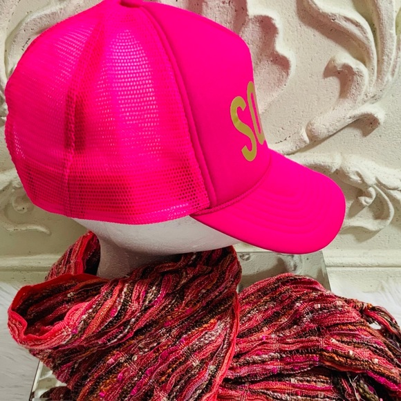Hot Pink Scarf & Snap Back Bundle Gift Set - Picture 9 of 9
